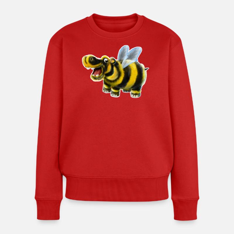 Das Hummel-Nilpferd - Frauen Premium Bio Pullover - Rot