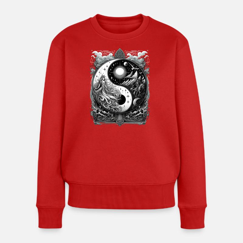 YinYang Mondlandschaft Ornament - Frauen Premium Bio Pullover - Rot