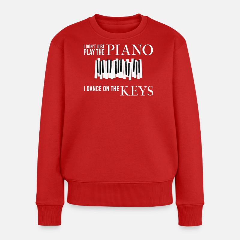 Piano Klavier spielen Leidenschaft - Frauen Premium Bio Pullover - Rot