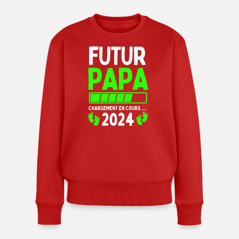 Futur Papa 2024 Papa En Cours - Pull Premium bio Femme - rouge