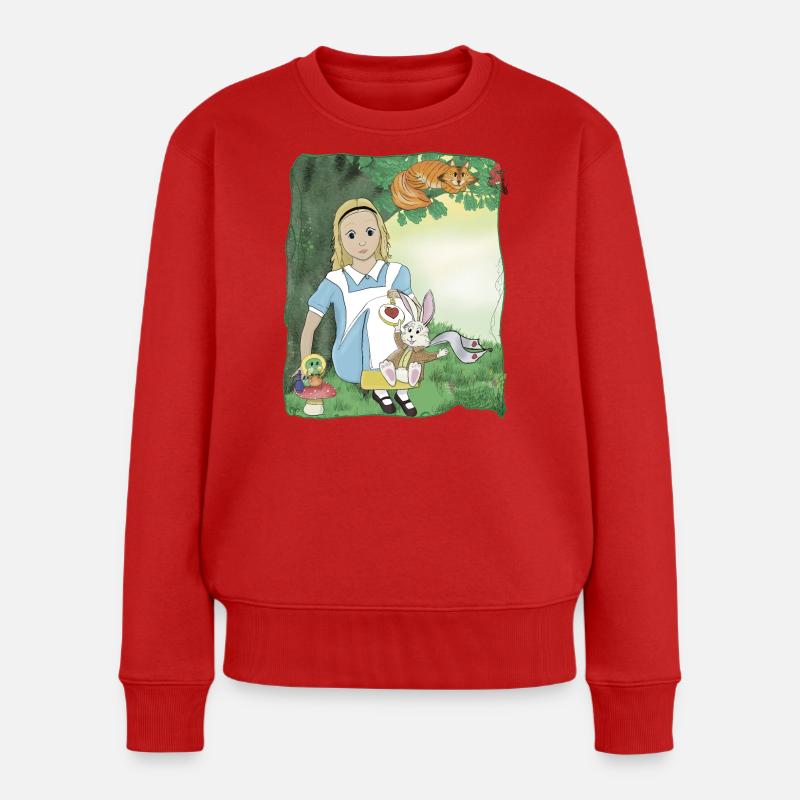 Alice im Wunderland - Frauen Premium Bio Pullover - Rot