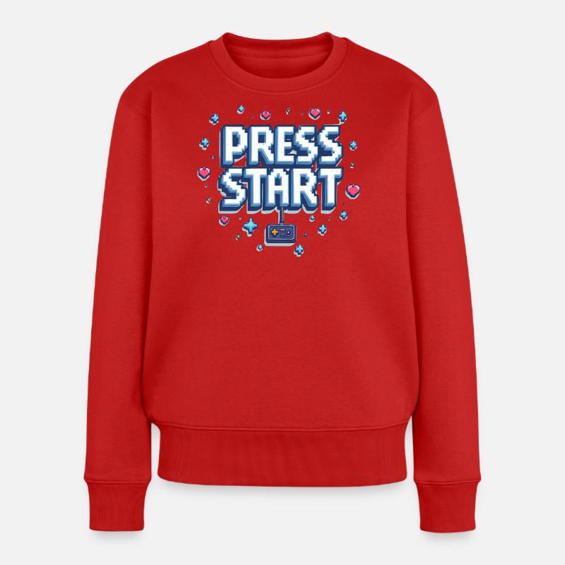 Press Start - Frauen Premium Bio Pullover - Rot