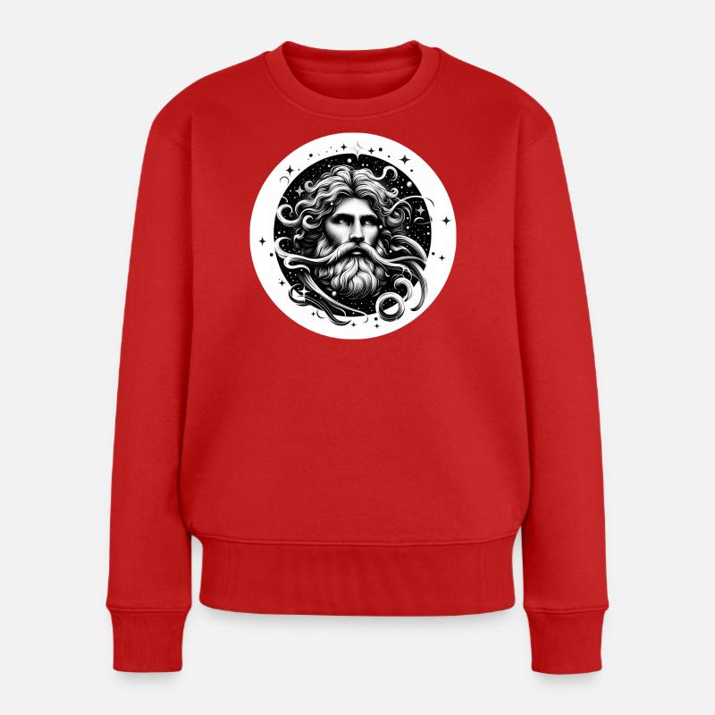 Kosmischer Sternenbart - Wassermann - Frauen Premium Bio Pullover - Rot