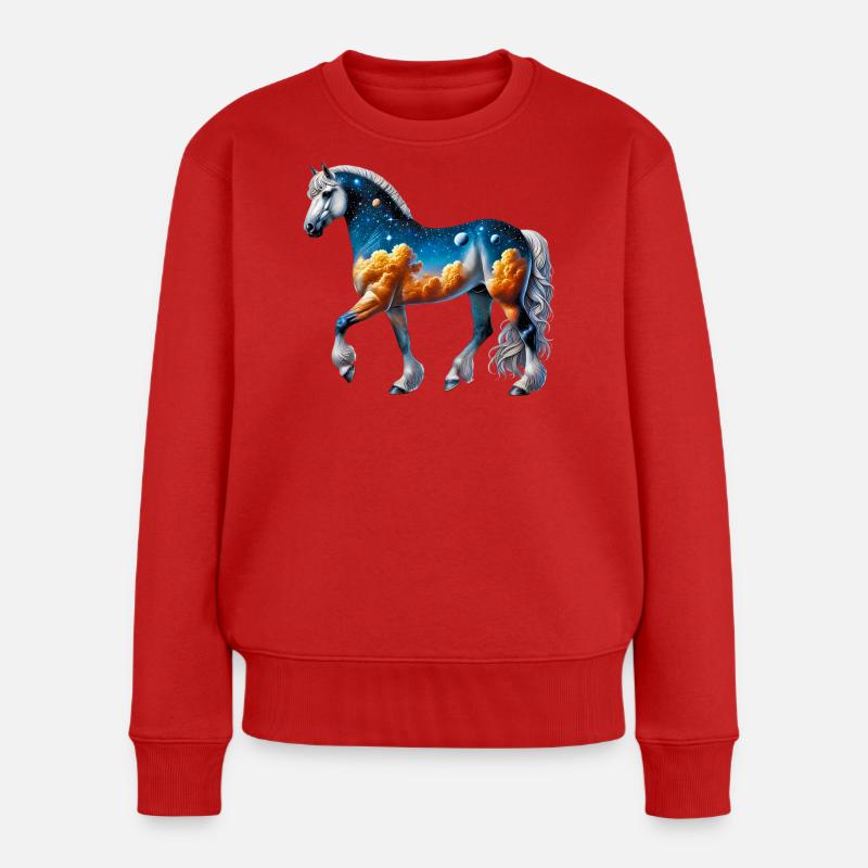 Pferd - Frauen Premium Bio Pullover - Rot