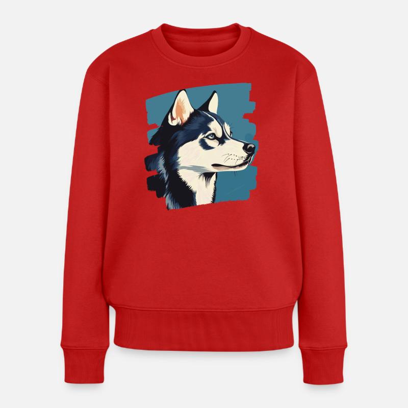 Husky - Frauen Premium Bio Pullover - Rot