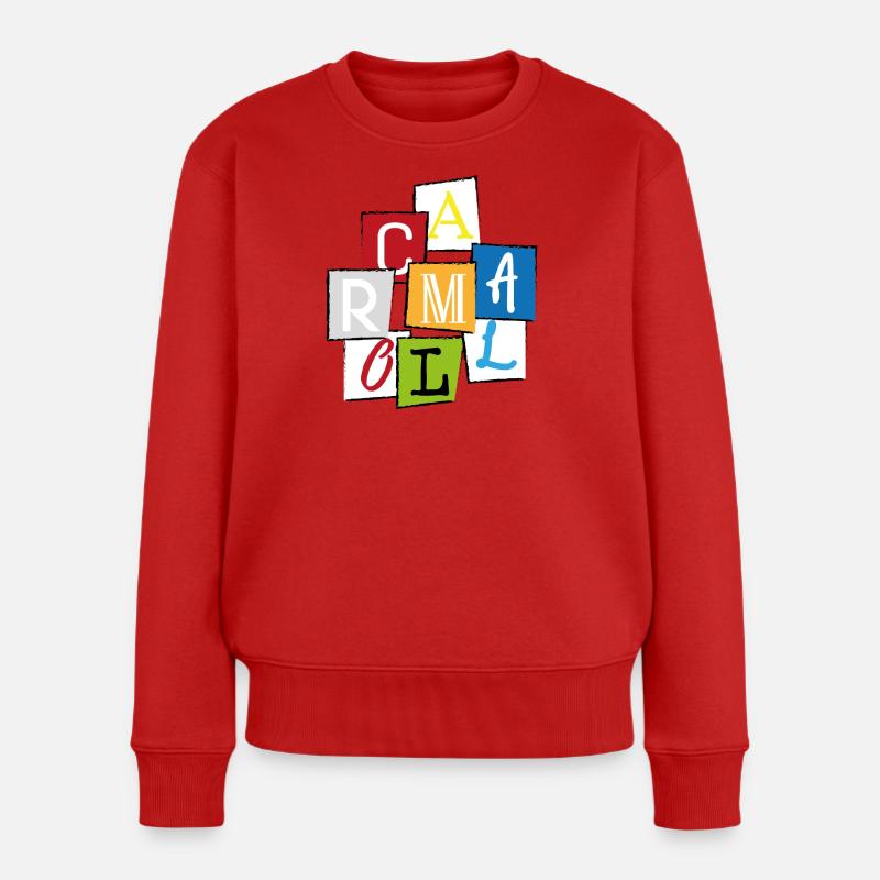 Mallorca "MLLRC" Bunte Buchstaben Collage Design - Frauen Premium Bio Pullover - Rot