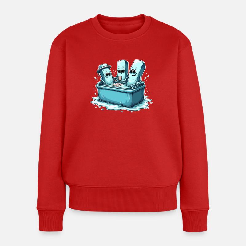 Icecube Lolly Pool Party Design - Frauen Premium Bio Pullover - Rot