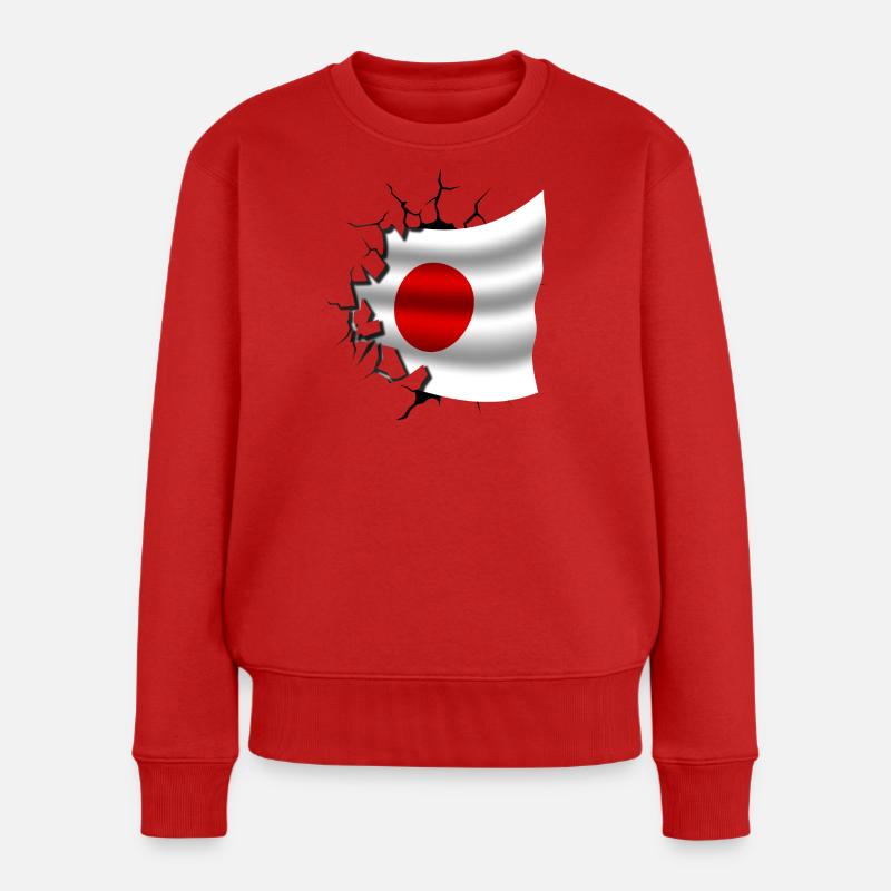 Drapeau du Japon - Japon - Drapeau Broken Design - Pull Premium bio Femme - rouge