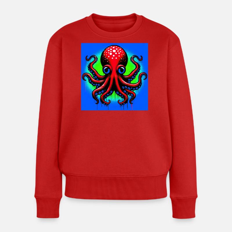 Krake - Frauen Premium Bio Pullover - Rot