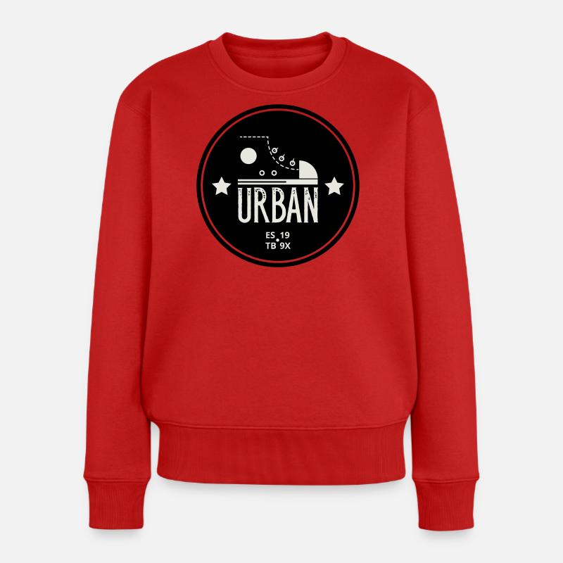 Urban Style Abzeichen mit rotem Sneaker und Bold - Frauen Premium Bio Pullover - Rot