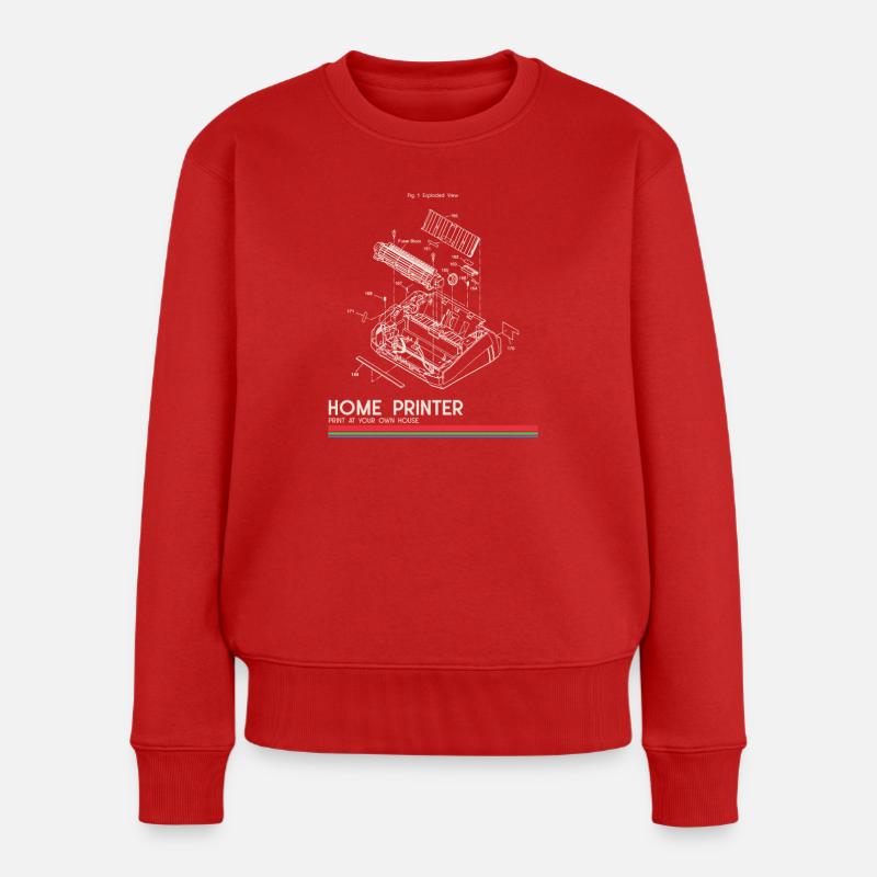 Home Printer Blueprint - Women's Premium Organic Jumper - red