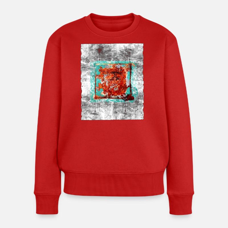 Rostquadrat auf grauer Textur - Frauen Premium Bio Pullover - Rot