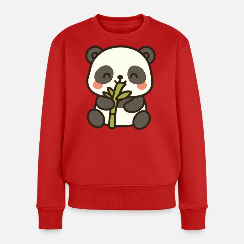Panda-Snack-Zeit – Bamboo Bliss - Frauen Premium Bio Pullover - Rot