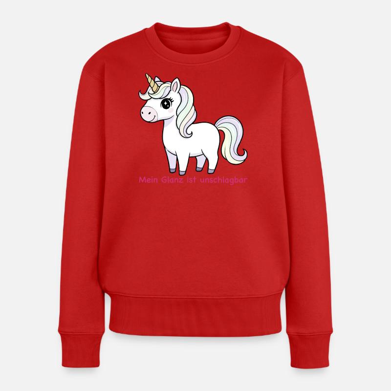 Pastell Einhorn Glanz - Frauen Premium Bio Pullover - Rot