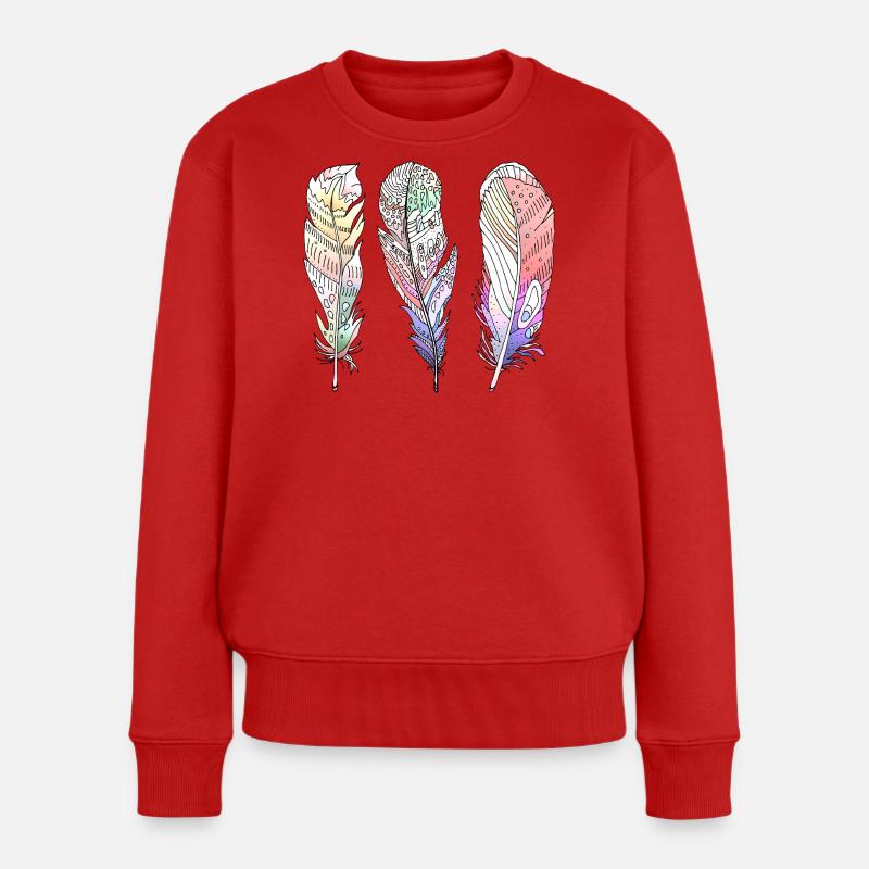 Feder - Frauen Premium Bio Pullover - Rot