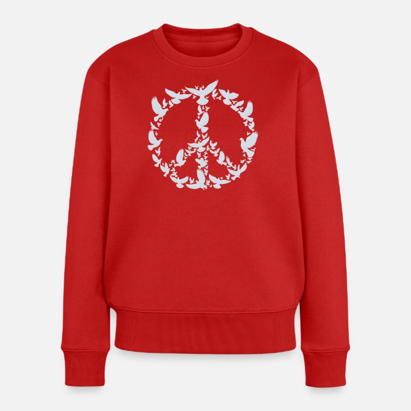 Friedenstauben Peace Symbol Kunst Design - Frauen Premium Bio Pullover - Rot