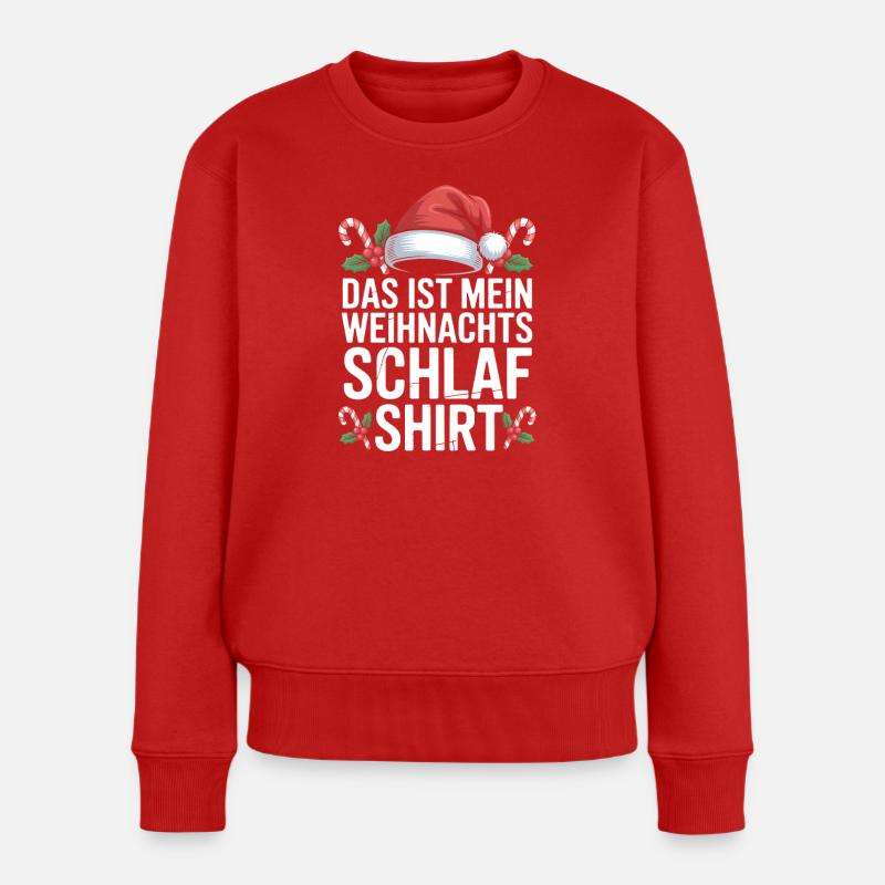 Weihnachts Schlafshirt Spruch - Frauen Premium Bio Pullover - Rot