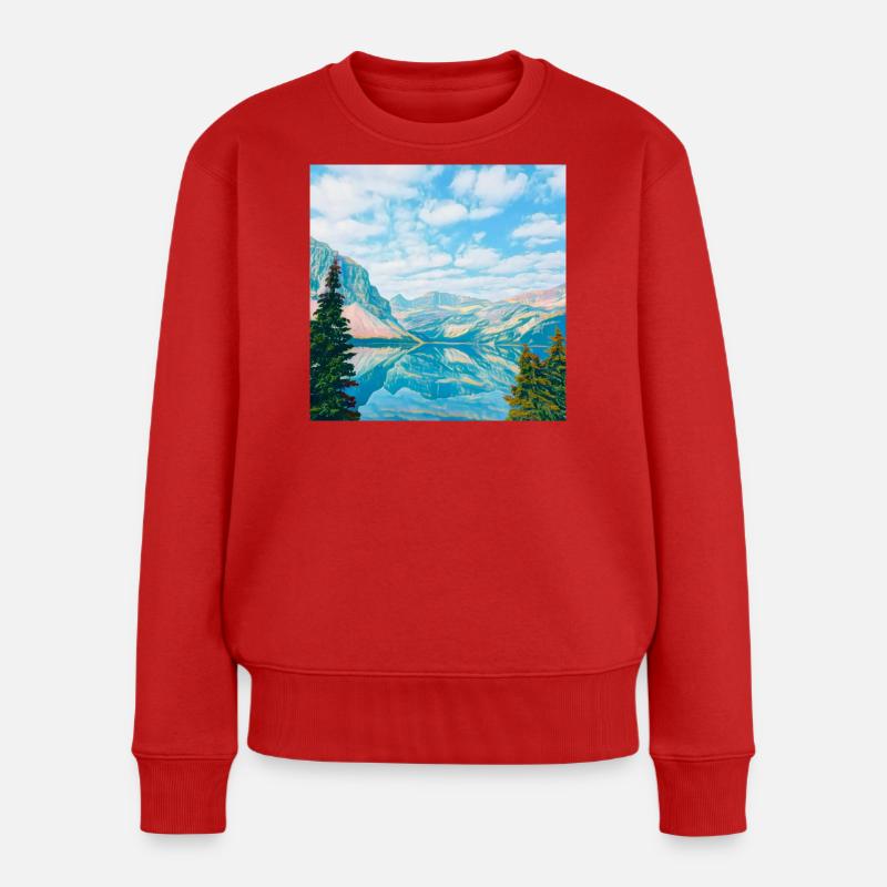 Reflet bleu ciel du lac de montagne - Pull Premium bio Femme - rouge