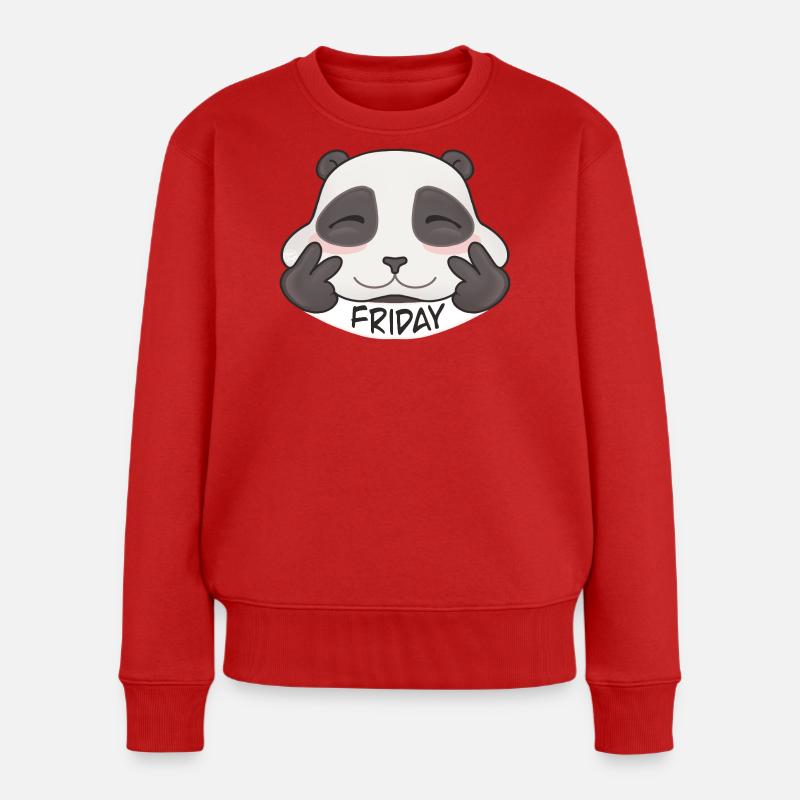 Süßer Freitag-Panda - Frauen Premium Bio Pullover - Rot