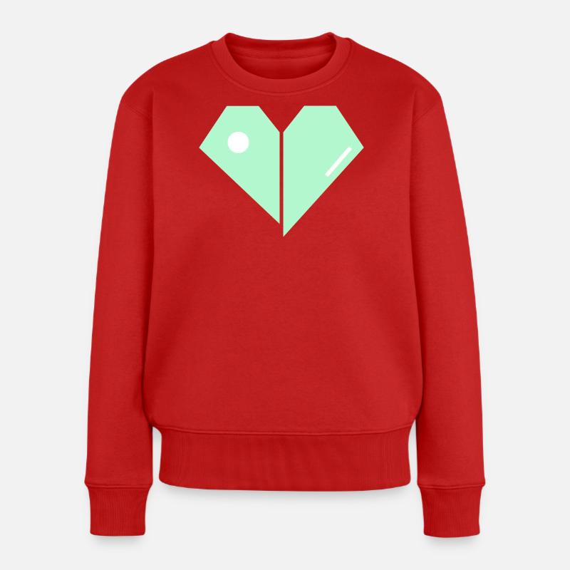 Mint Heart Split Minimaliste - Pull Premium bio Femme - rouge
