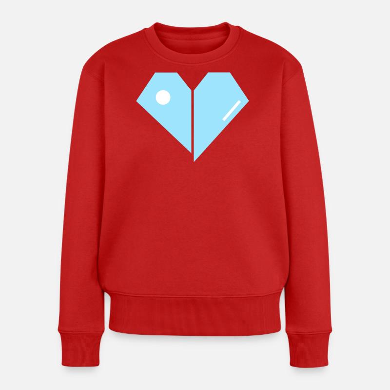 Geometrisches Blaues Herz - Frauen Premium Bio Pullover - Rot