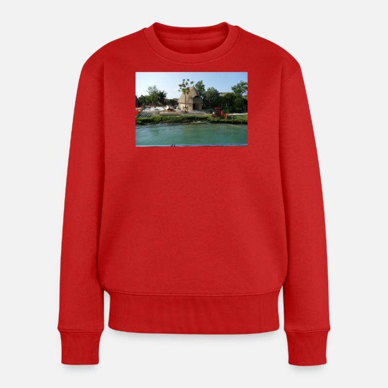 Die Fischerhäuschen von Caorle - Frauen Premium Bio Pullover - Rot