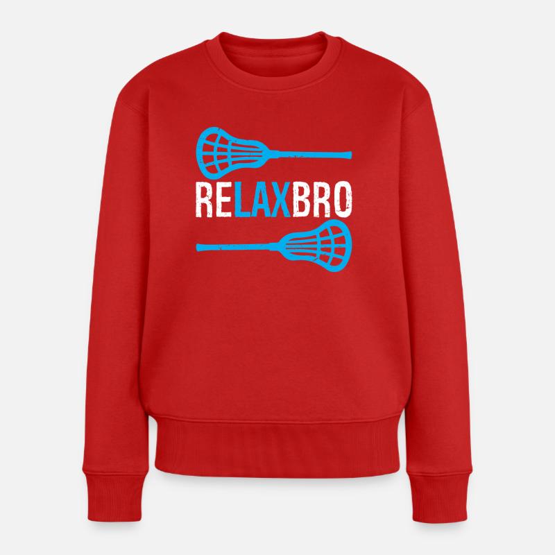Relax Bro Lacrosse - Frauen Premium Bio Pullover - Rot