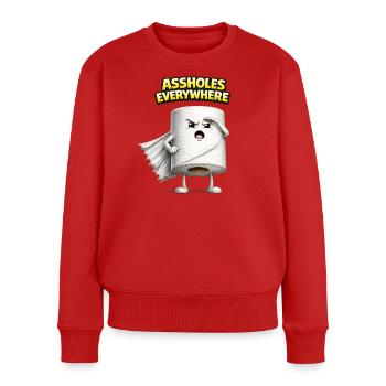 Connards partout : design humoristique 3D - Pull Premium bio Femme - rouge - Devant - Julia (174cm)
