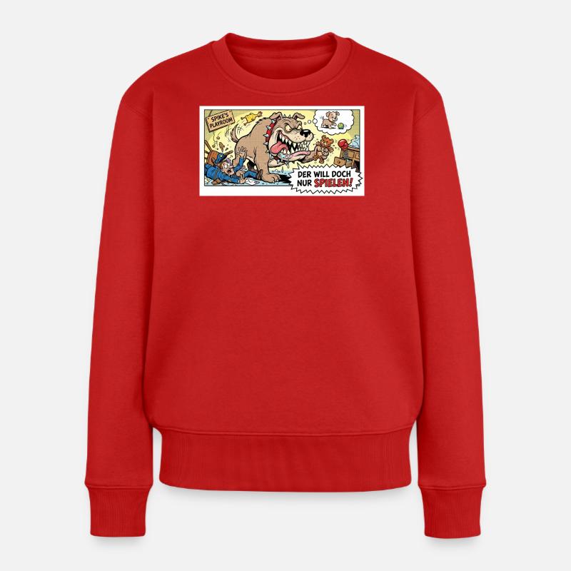 Der will doch nur spielen - Frauen Premium Bio Pullover - Rot