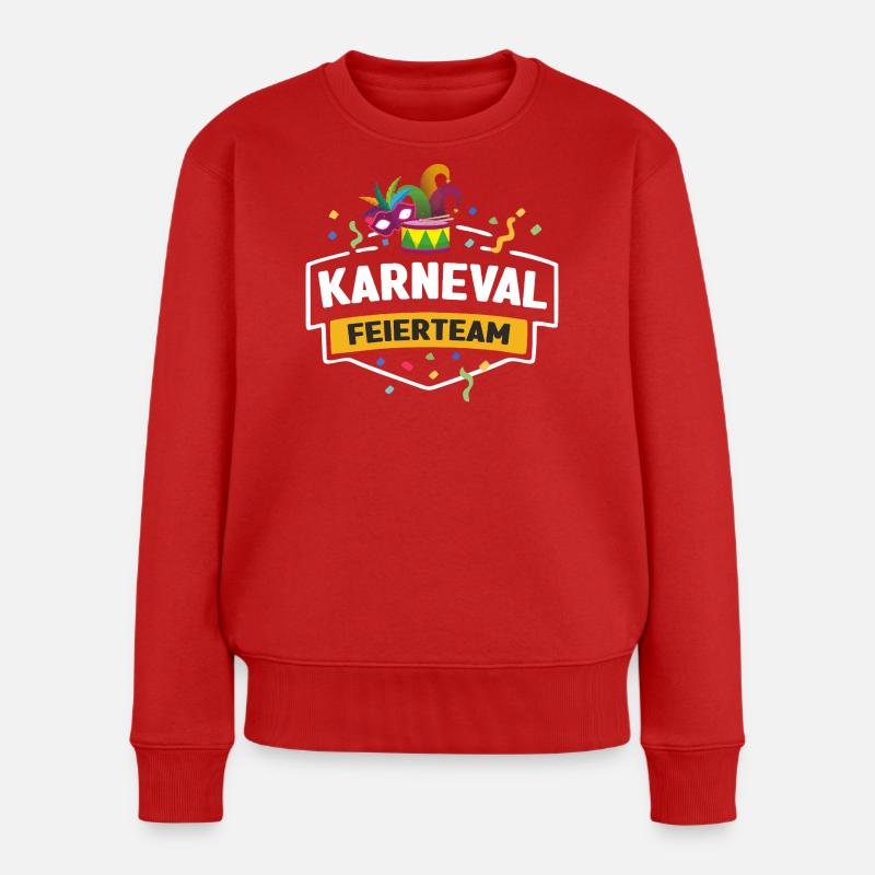 Karneval Feierteam Masken Drum - Frauen Premium Bio Pullover - Rot