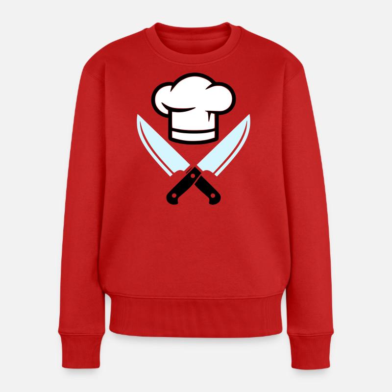 Logo du couteau chapeau de chef - Pull Premium bio Femme - rouge
