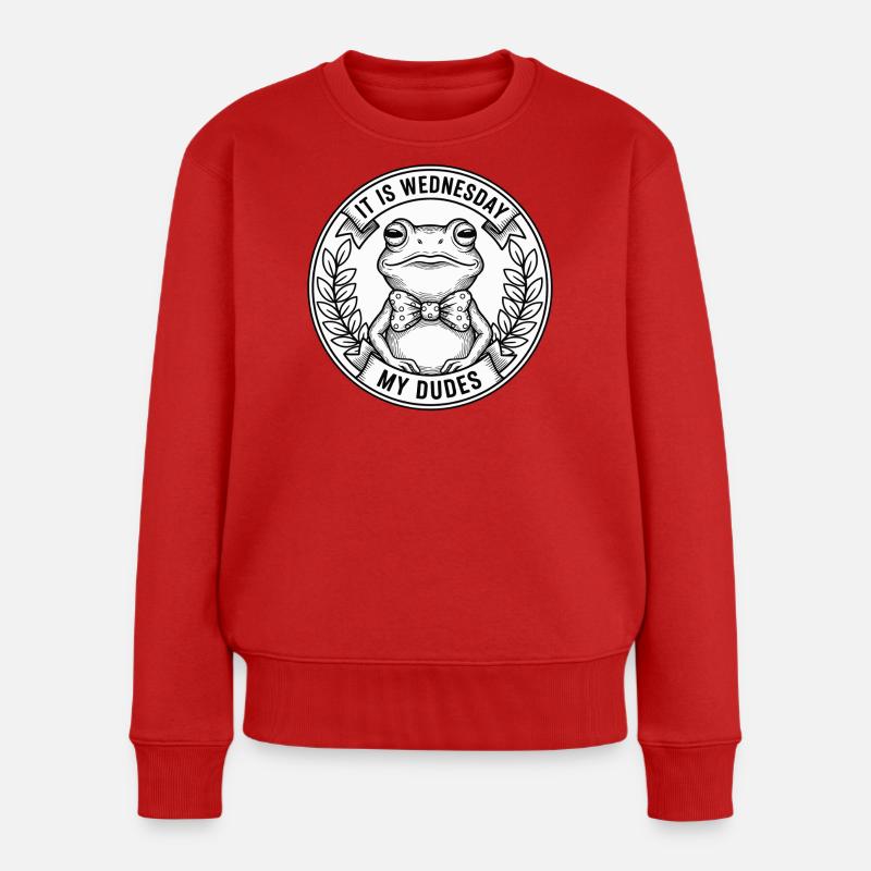 Mittwoch-Frosch-Fliege-Logo - Frauen Premium Bio Pullover - Rot
