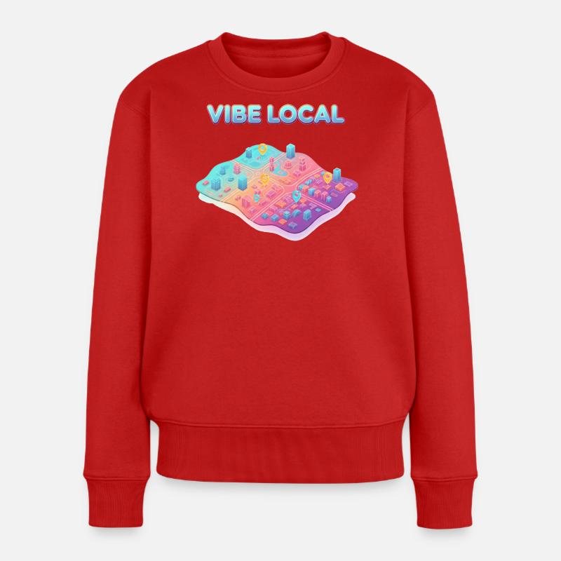 Vibe Local Glassmorphism 3D Map Art - Frauen Premium Bio Pullover - Rot