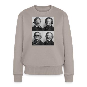 Richard Wagner - Frauen Premium Bio Pullover - Taupe - Vorne - Julia (174cm)