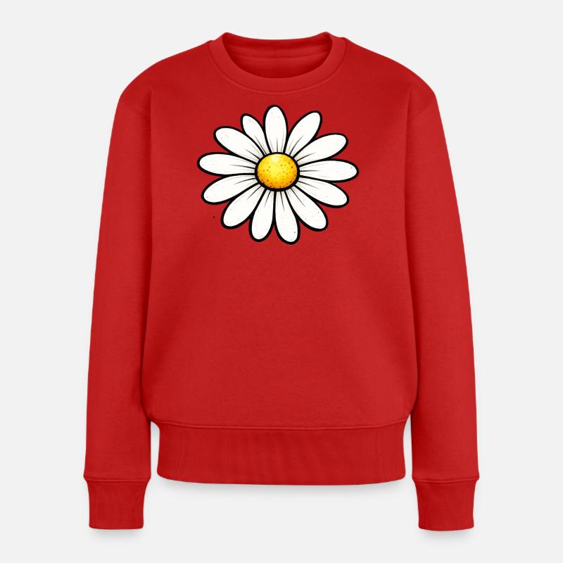 Daisy Blume Frühling - Frauen Premium Bio Pullover - Rot