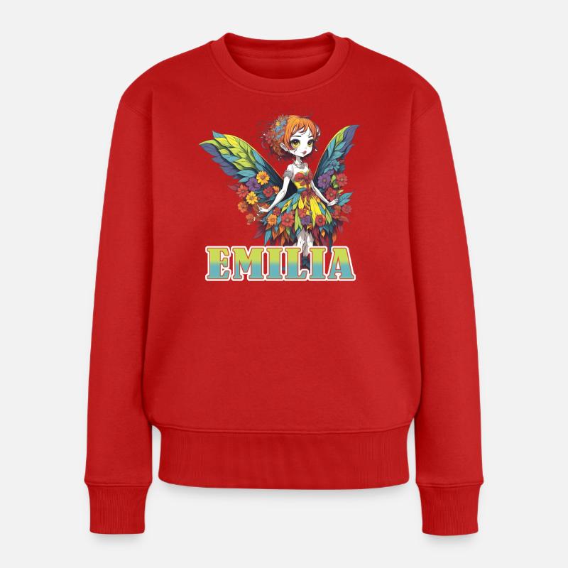 Emilia - Mädchenname - Fee  - Frauen Premium Bio Pullover - Rot
