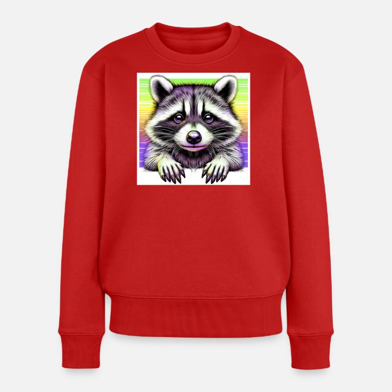 Waschbär - Frauen Premium Bio Pullover - Rot