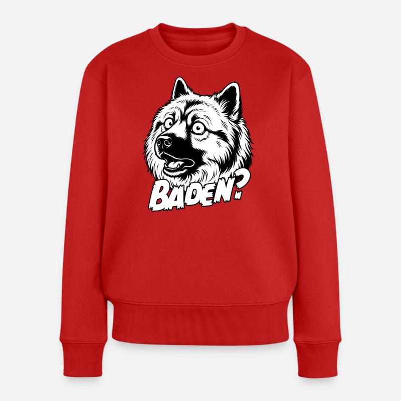 Eurasier | Baden ? | Hintergrund Weiß - Frauen Premium Bio Pullover - Rot