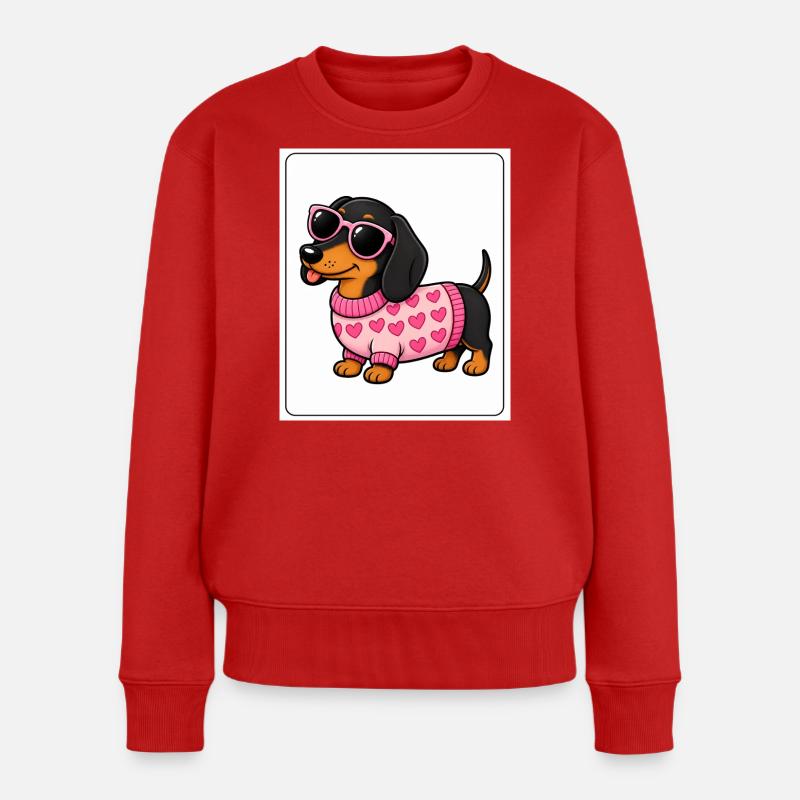 Bach Hearts Pink Glasses - Frauen Premium Bio Pullover - Rot