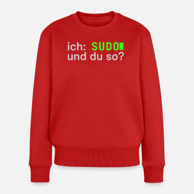ich: SUDO und du so? Linux Spruch - Programmierer - Frauen Premium Bio Pullover - Rot