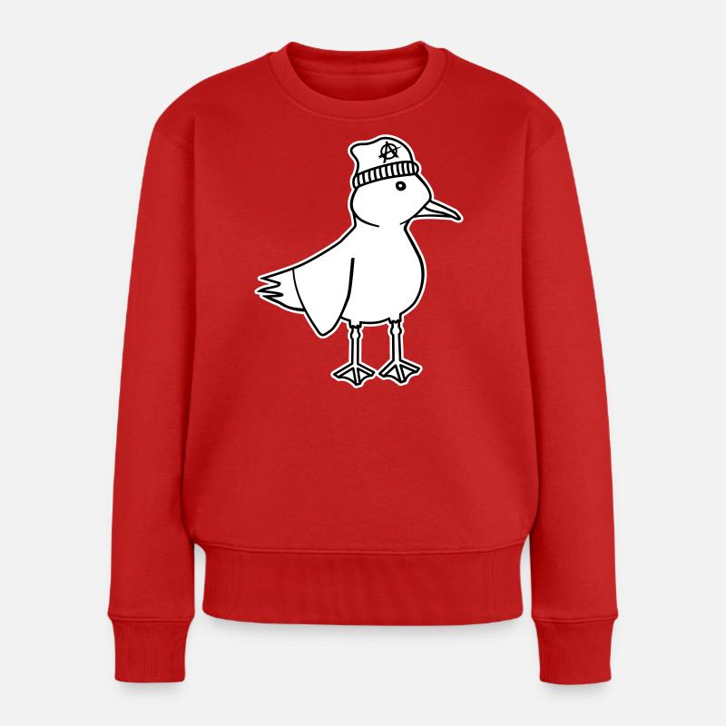 Möwe Anarchie – Freche maritim Hipster Küstenkunst - Frauen Premium Bio Pullover - Rot
