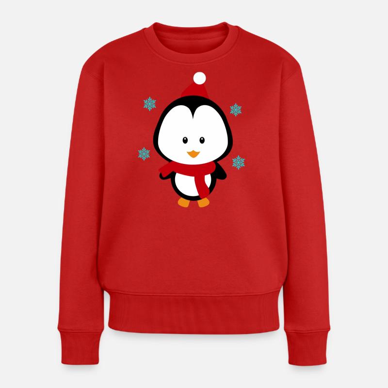 Petit pingouin Noël - Pull Premium bio Femme - rouge