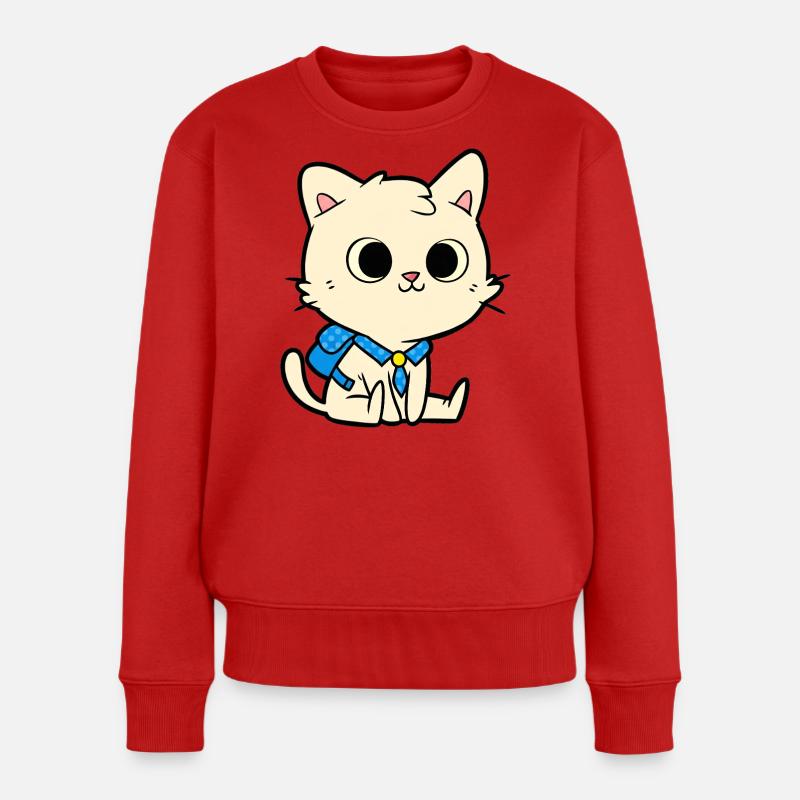 Conception de dessin animé de chat d’école mignon - Pull Premium bio Femme - rouge