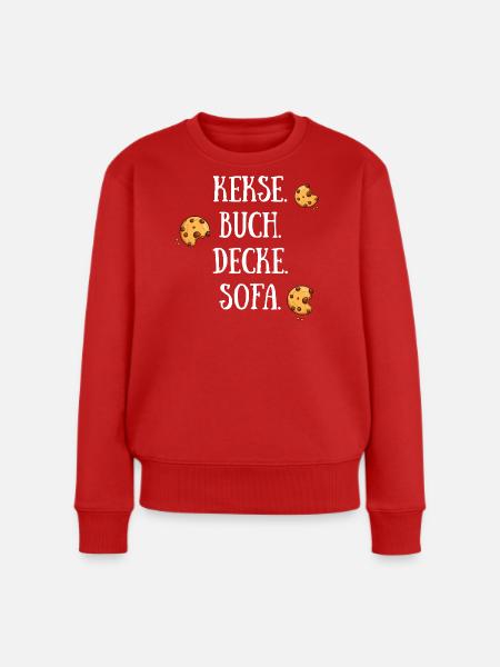 Kekse Buch Decke Sofa - Frauen Premium Bio Pullover - Rot