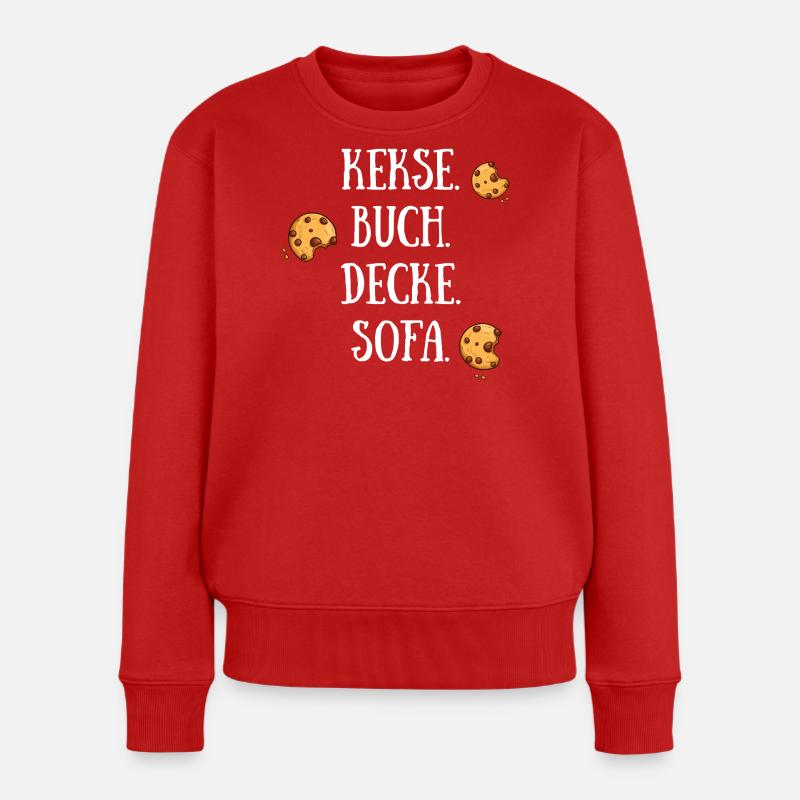 Kekse Buch Decke Sofa - Frauen Premium Bio Pullover - Rot