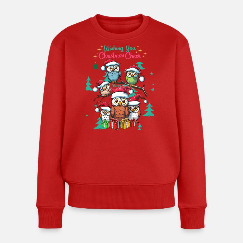 Festliche Eule Weihnachtsstimmung Design - Frauen Premium Bio Pullover - Rot