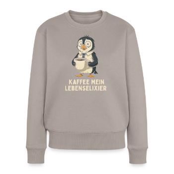 Coffee Elixir of Life Penguin - Women's Premium Organic Jumper - taupe - Front - Julia (174cm)