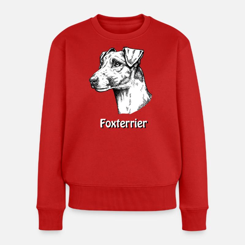 Foxterrier Glatthaar Portrait - Frauen Premium Bio Pullover - Rot