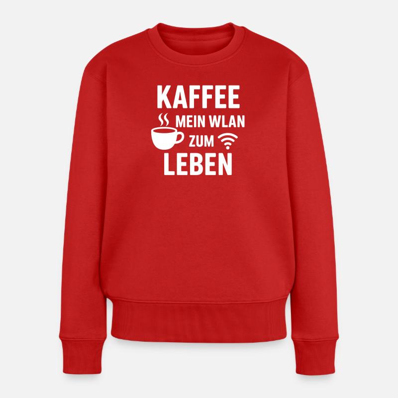 Kaffee WLAN Zum Leben - Frauen Premium Bio Pullover - Rot