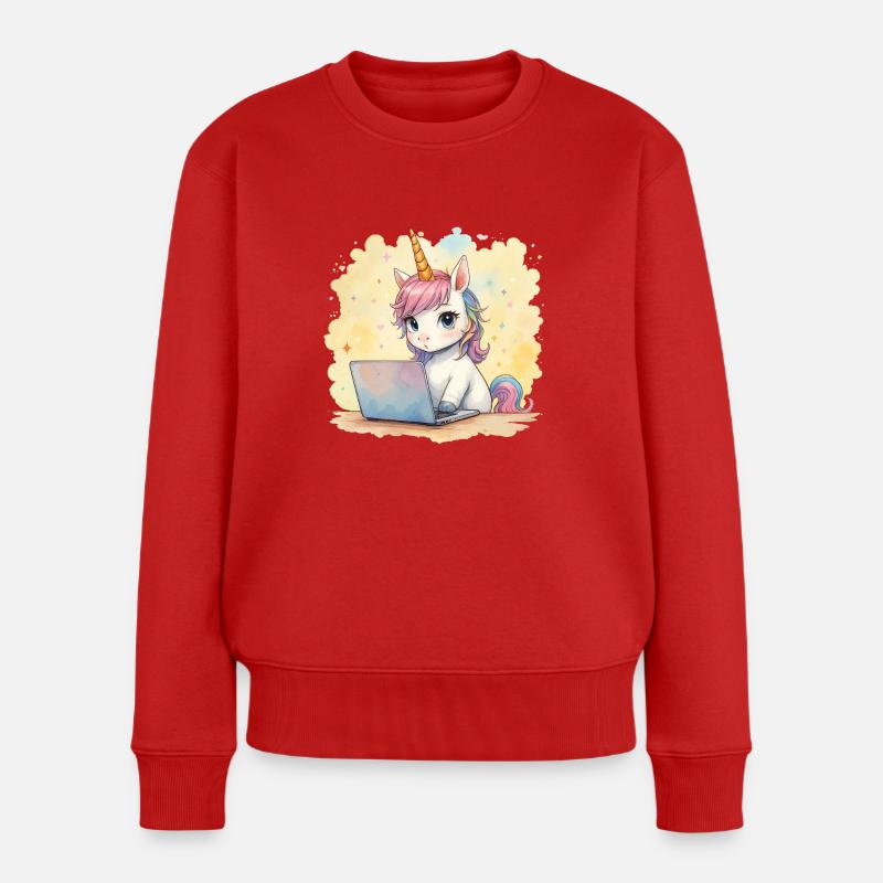 Programmation Licorne - Pull Premium bio Femme - rouge